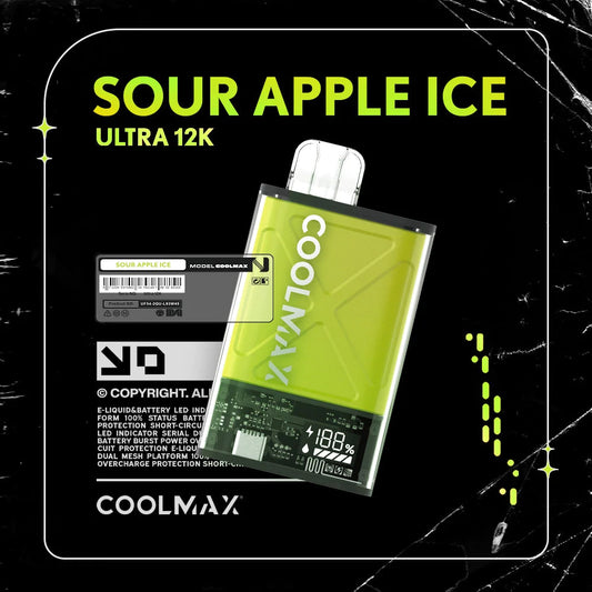 COOLMAX Ultra 12K Disposable Vape Sour Apple Ice