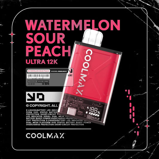 COOLMAX Ultra 12K Disposable Vape Watermelon Sour Peach